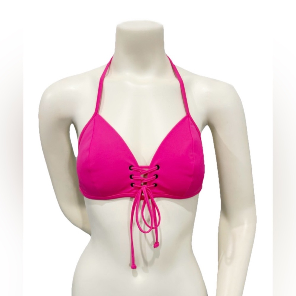 Victoria’s Secret Hot Pink Lace-Up Bikini Top M